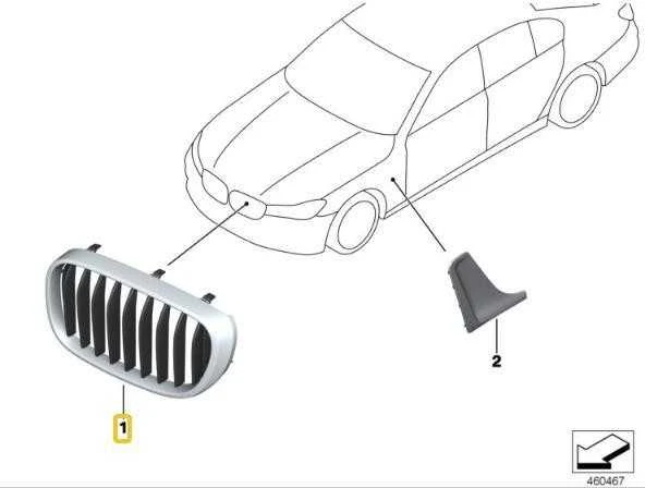 Bmw Priekinis Kairys Grillis 7 G11 G12 Originalus 51137357015