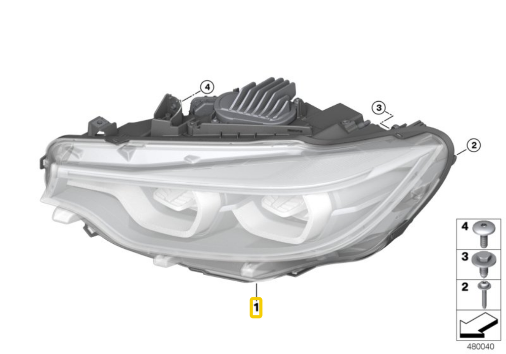 BMW Priekinis LED Žibintas AHL Dešinysis F80 F32 F82 Originalus 63117478158