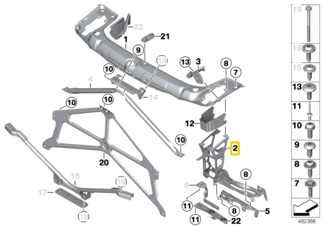 BMW Priekinis Panelio Šoninis Palaikymas Kairys F80 M3 F82 M4 Originalus 51648055669