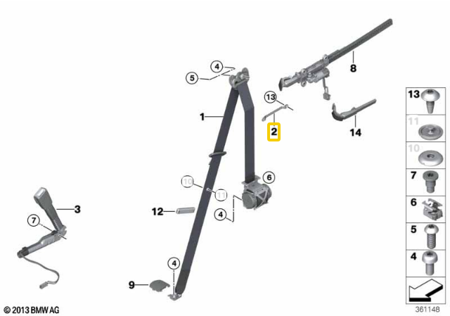 BMW Priekinis Sėdynės Saugos Juostos Gidų Klipe Originalus 72117271542