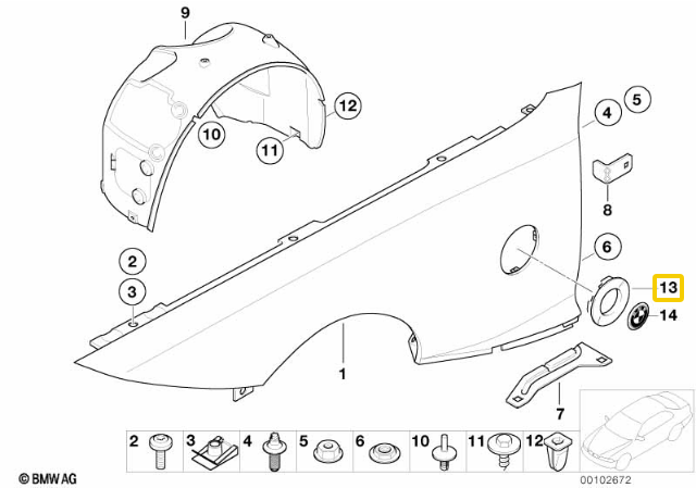 BMW Priekinis Sparnas Šoninis Žibintas Primed Trim Cover Z4 E85 E86 Originalus 51137078264