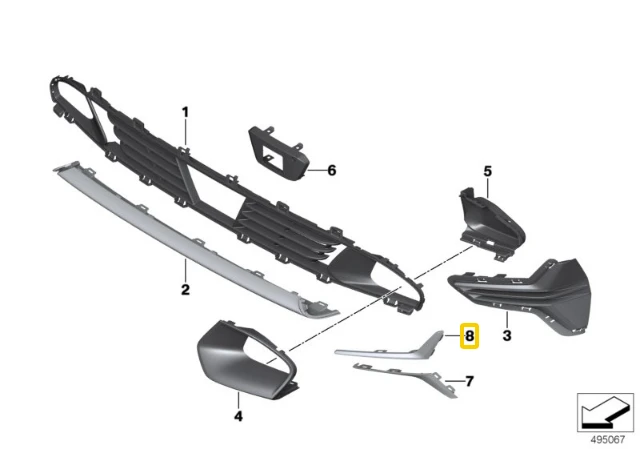 BMW Priekinis Stiklo Laiptelis Chromas Dešinysis 3 G20 G21 Originalus 51117471522