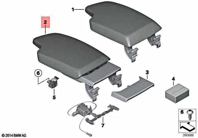 BMW Priekinis Vidurinis Rankenos Pagalvė Odos 3 F30 316d 318d 320d Originalus 51169285156