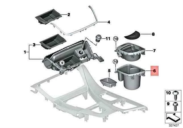 BMW Puodelio Laikiklis Centrine Konsolė Viduryje 5 F10 F11 Originalus 51169277269