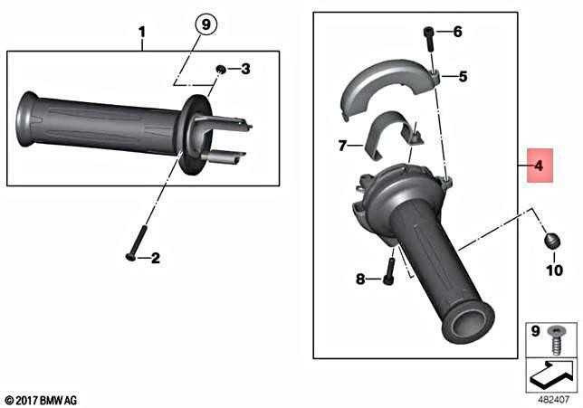 Bmw R1200GS R1200GSA Dešinioji Rankena Originalus 61317673550