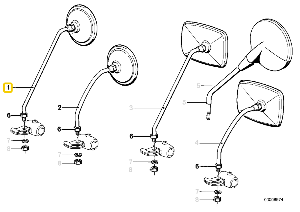 BMW R50 R60 R75 DEŠINYSIS VEIDRODĖLIS ORIGINALUS 51161231256