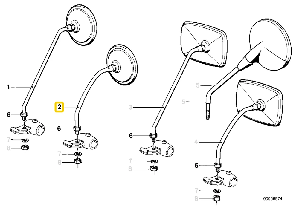 BMW R50 R60 R75 kairės pusės veidrodėlis originalus 51161231692