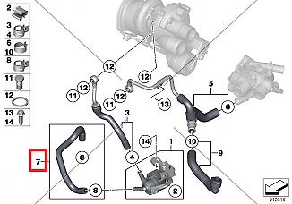BMW R55 R55N R56 R56N R57 turbokompresoriaus aušinimo skysčio žarna Originali 11537565432