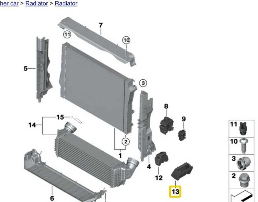 BMW radiatoriaus laikiklis 17117533537 Originalus