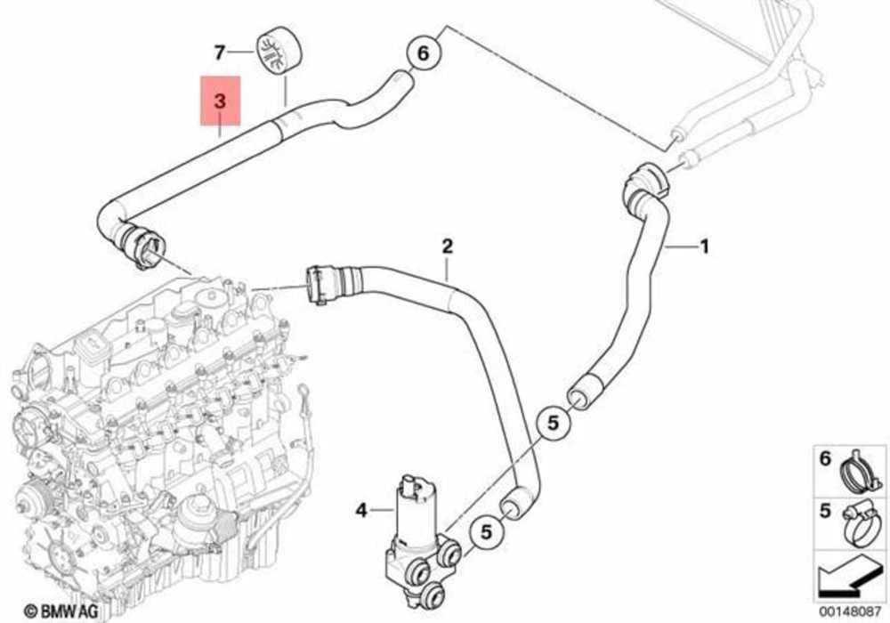 Bmw Radiatorio Ir Variklio Grįžtamojo Šlaunelio Vamzdis Originalus 64216928595