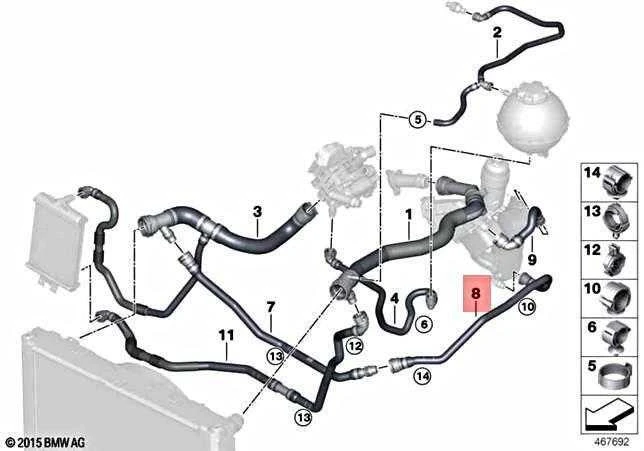 BMW Radiatorio Šlaunis F20 F21 F22 F30 F31 F32 F36 Originalus 17128662834