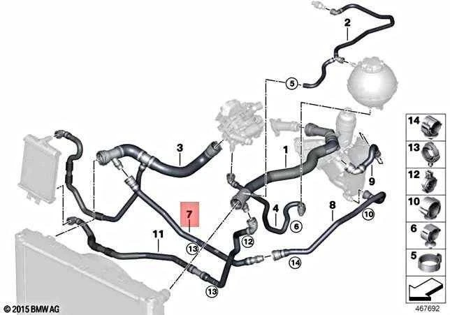 BMW Radiatorio Šlaunis F20 F21 F22 F30 F31 F32 F36 Originalus 17128662835