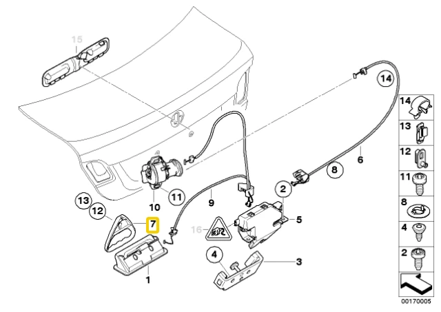 BMW Rankinis Avarinio Atidarymo 1 E88 3 E46 Originalus 51247056414