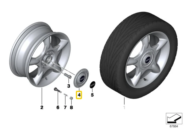 BMW Ratlankio Centro Kapsulė MINI R50 R53 R52 Originalus 36131512572