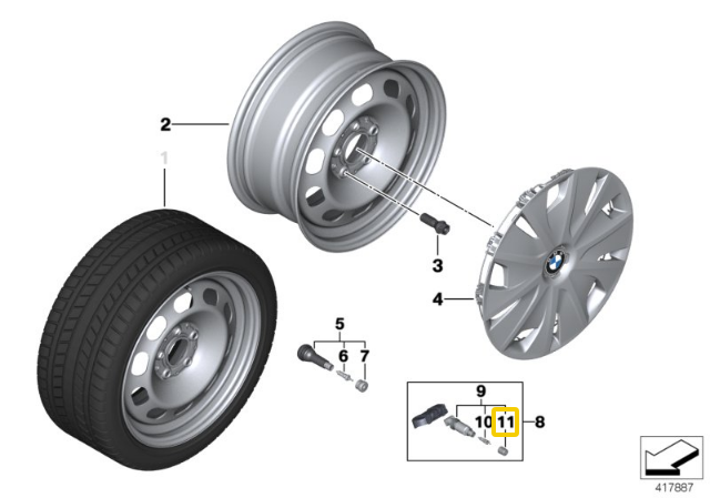 Bmw Ratlankščio Vairo Angos Dangteliai Pilka Originalus 36106879164