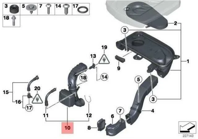 BMW Reinluftrohr 5 F10 F11 Originalus 13718509816