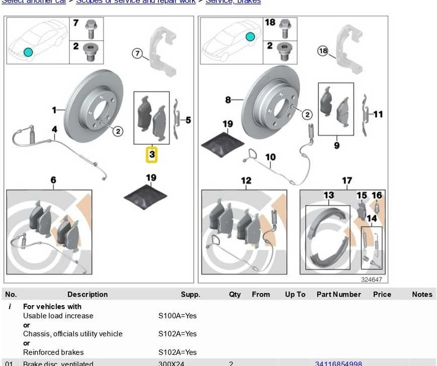 BMW Remonto Rinkinys Stabdžių Trinkelės Be Asbesto E90 E91 E92 E93 X1 E84 Originalus 34116771868