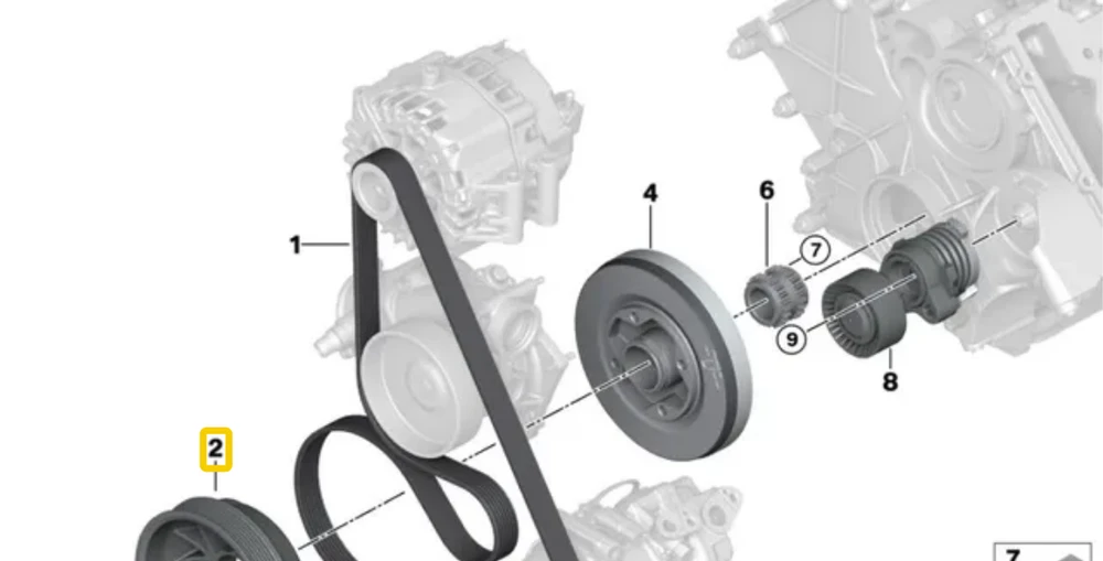 Bmw Riemenscheibe 5 G30 7 G11 G12 8 G14 G15 X5 G05 X6 G06 X7 G07 Originalus 11287646901