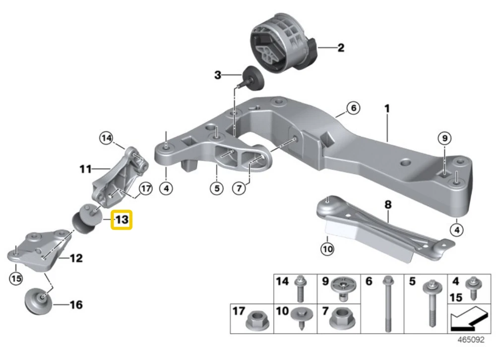 BMW Rubber mounting Originalus 22326860542 5' G30