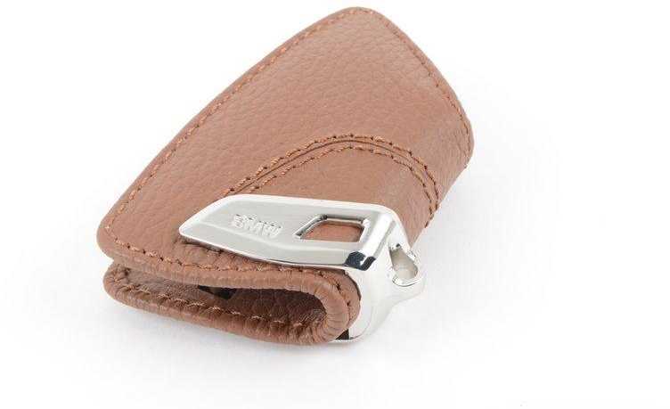 BMW Saddle Brown Leather Key Case FOB Holder 1 F40 3 G20 5 G30 Originalus 82292408818