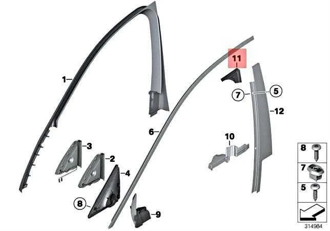 BMW Sandarinimas B Stulpelis Virsutinis Kairysis 7 F01 F02 F04 Originalus 51337248687