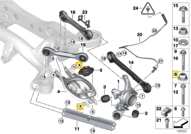 BMW Savarankiškai Užsifiksuojanti Poveržlė 21 mm M14x1.5mm E46 E90 E92 F30 F32 Originalus 33306760349