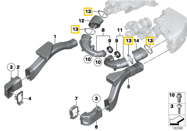 Bmw Schlauchschelle 5 F10 F11 G30 Originalus 13717581616