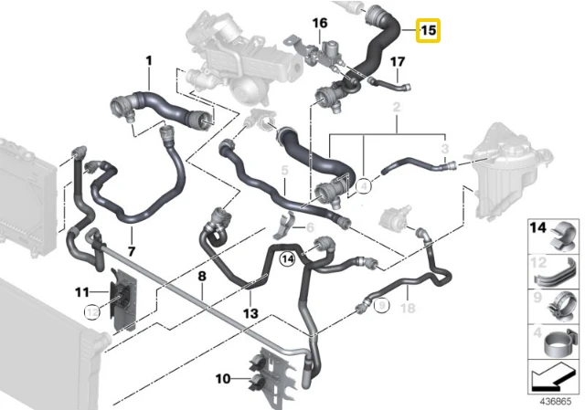 BMW Šilumnešio Vamzdis 5 F10 F11 F07 GT Originalus 17128513603
