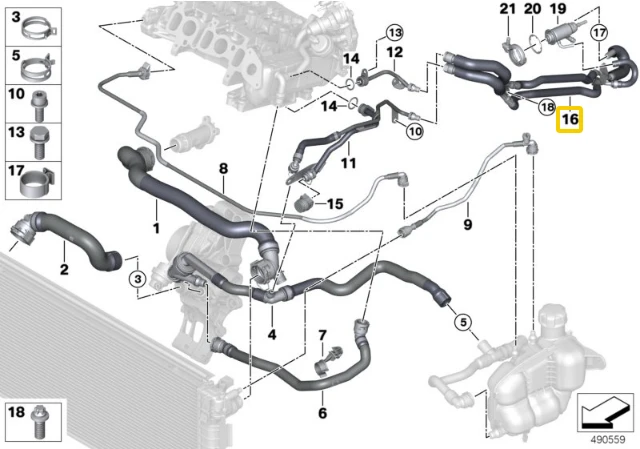 BMW Šlangas SCR Matavimo Moduliui F40 F44 F45 F46 F48 F39 F54 F60 Originalus 17128580511