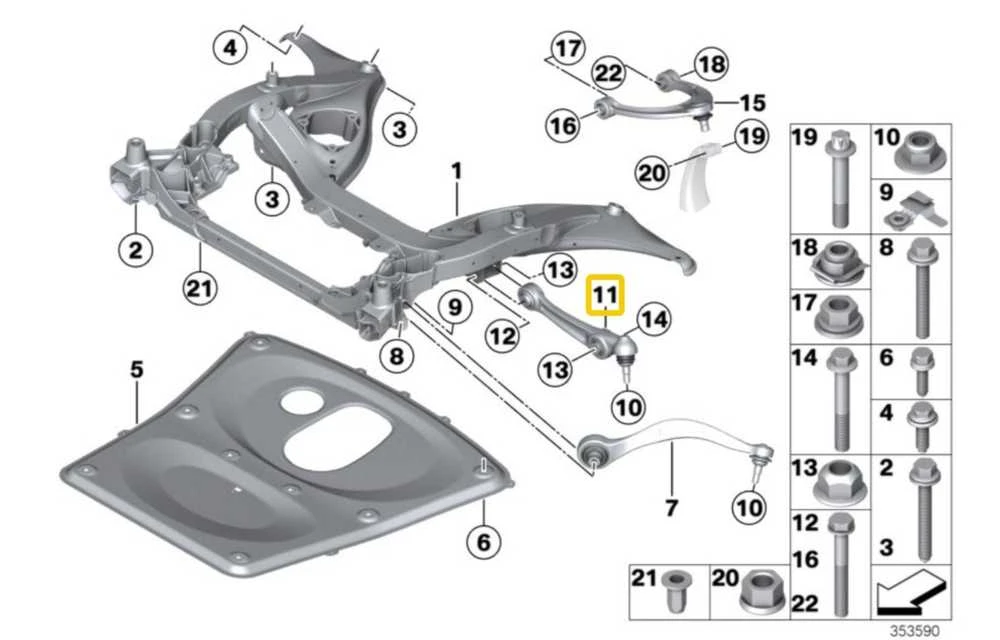 BMW Sparnuotoji Svirtis Apatinė Su Guminu Laikikliu Dešinėje 5 F10 31122284978