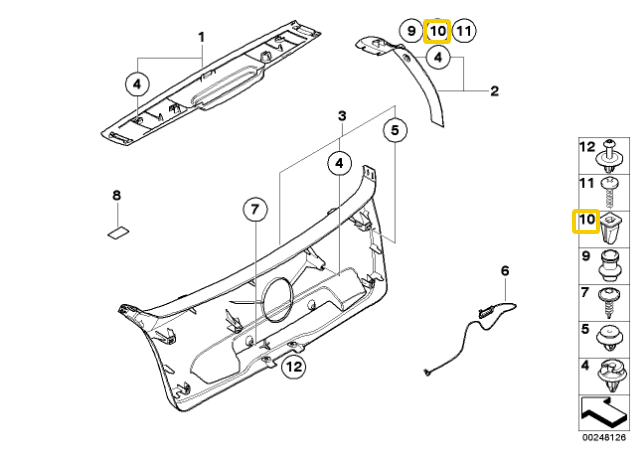 Bmw Spreizmutter E81 E87 E46 X1 E84 Mini F56 F55 R60 R61 Originalus 51138253546