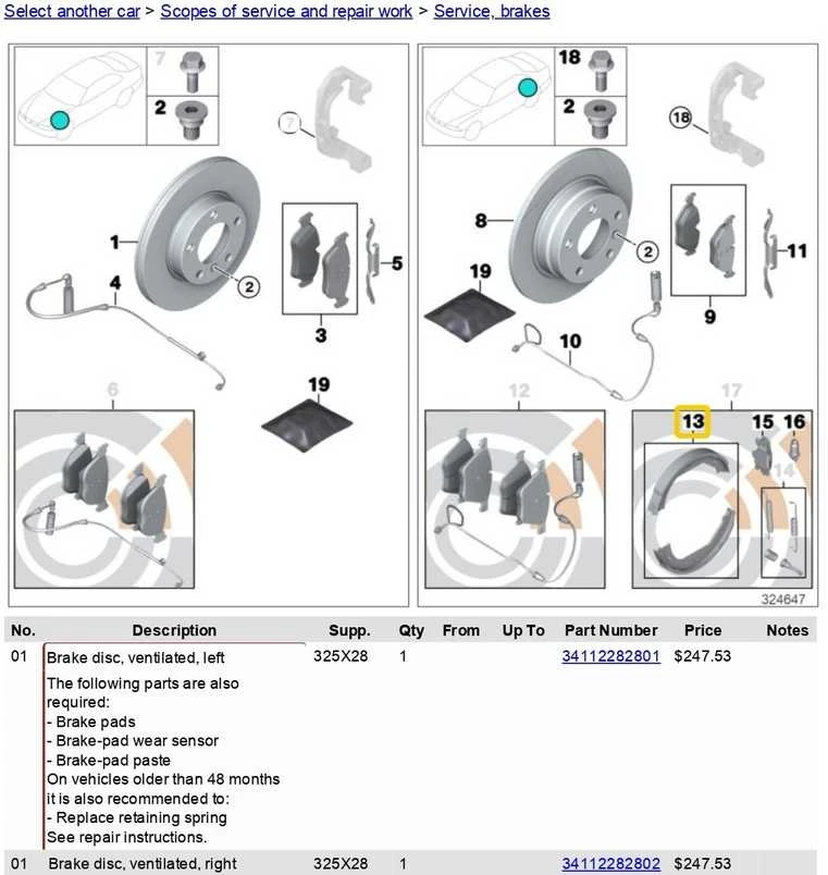 BMW Stabdžių Kaladėlių Remonto Rinkinys Be Asbesto E46 E39 E60 Originalus 34416761293