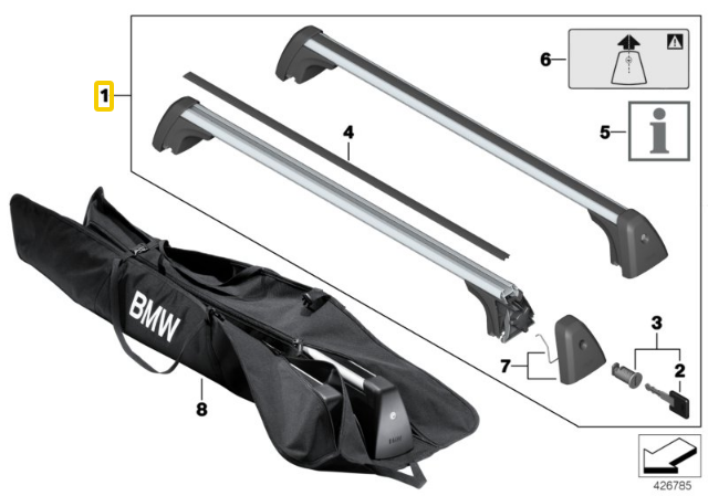 BMW Stiklinės Stoginės Vežėjų Komplektas F45 F31 82712350124