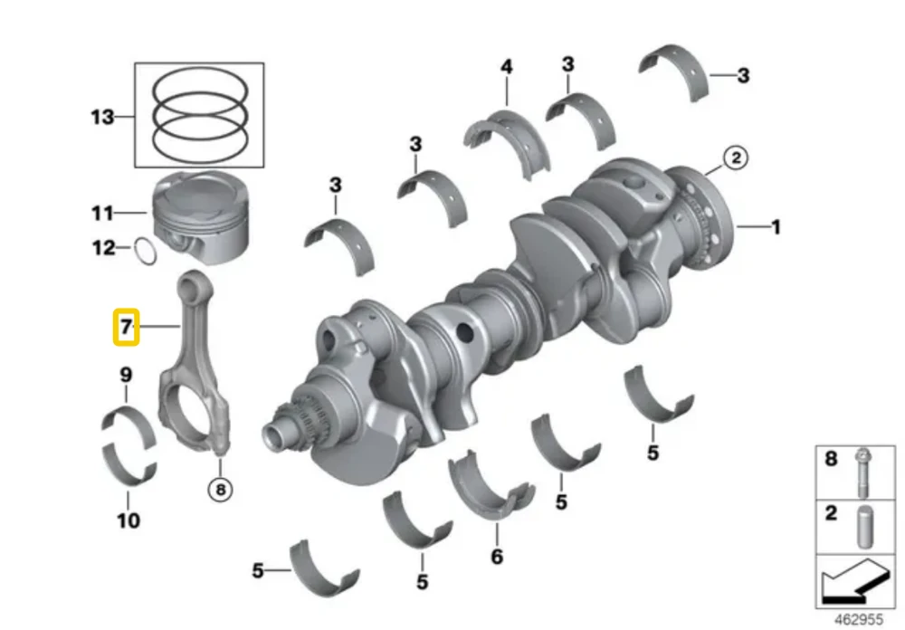 BMW Sujungimo Stiebas G30 F90 G11 G12 G14 G15 Originalus 11247852246