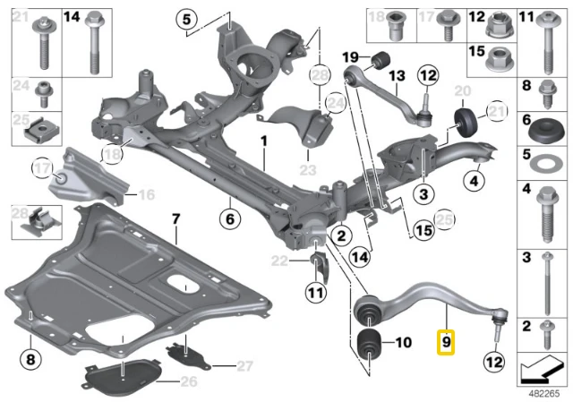 BMW Tension Strut Su Hidrauliniais Montažais Dešinė 1 F20 F21 F30 Originalus 31126854724
