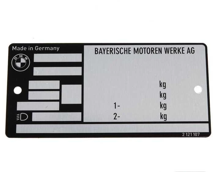 BMW tipo plokštelė, skirta E21 E30 E28 E34 2.5CS 3.0CSL E24 E23 E32 E38 E31 Z1 Originali 51142121107