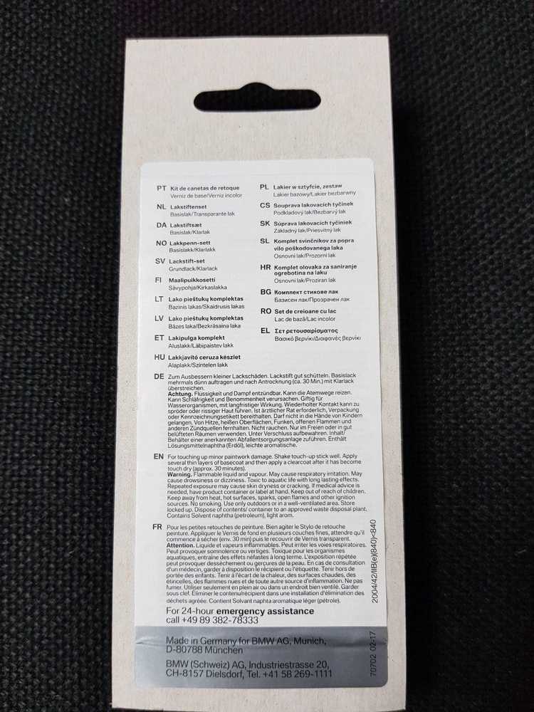 BMW Touch Up dažų rinkinys Originalus 51912360617
