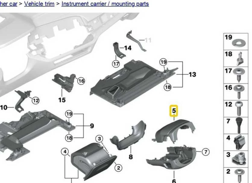 BMW vairo kolonėlės viršutinė apdailos panelė 51457952182 GENUINE