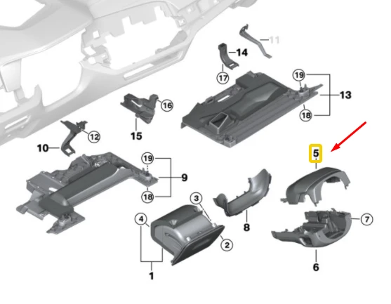 BMW vairo kolonėlės viršutinė apdailos panelė 51457952182 GENUINE