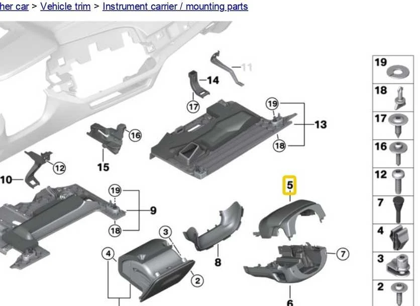 BMW vairo kolonėlės viršutinė apdailos panelė 51457952182 GENUINE