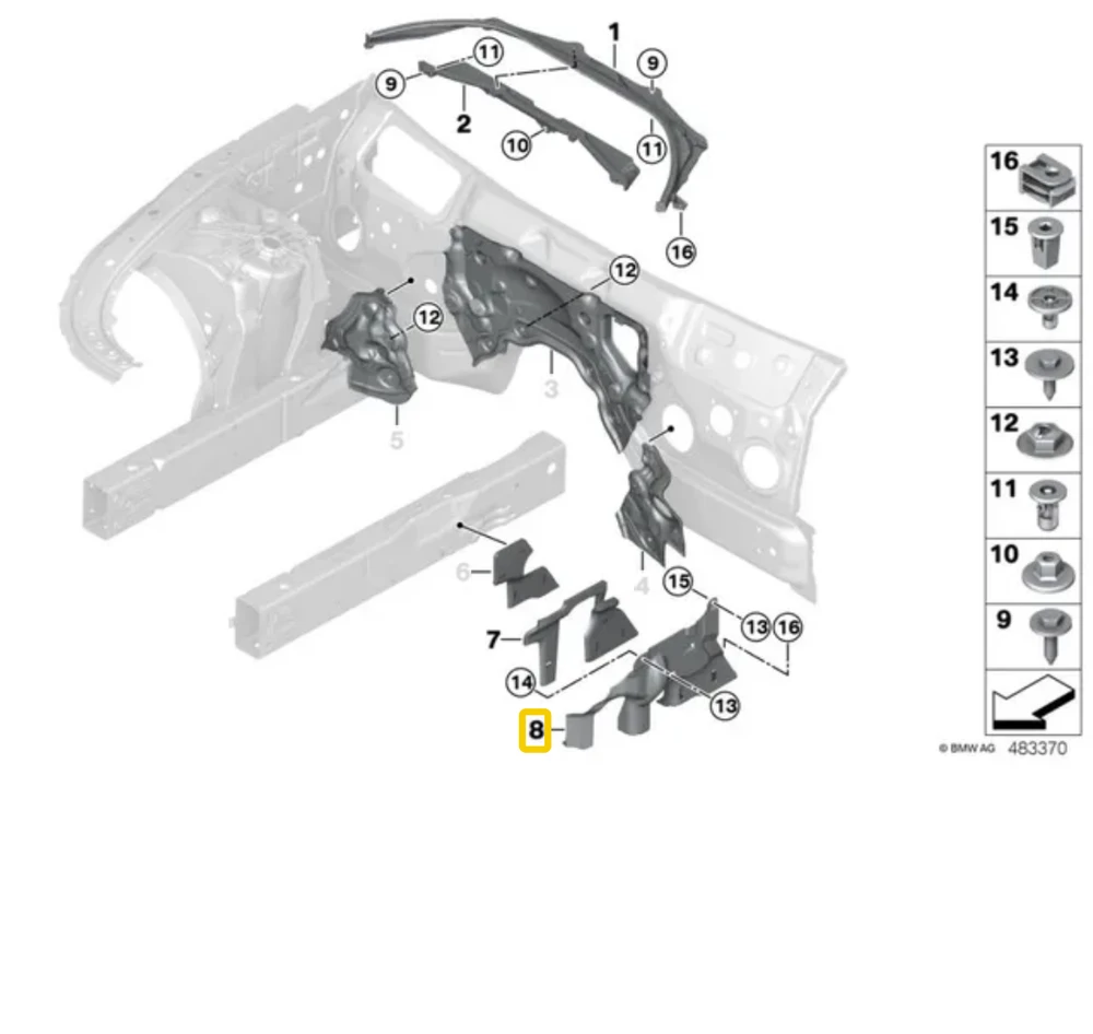 BMW Vairo Padėklas Priekinis Dešinys G30 F90 G31 G32 G11 G12 G14 G15 Originalus 51757347022