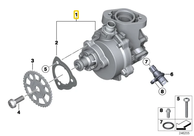 BMW Vaivų Siurblys Su Gomštuku 1 E88 11667611115 Originalus