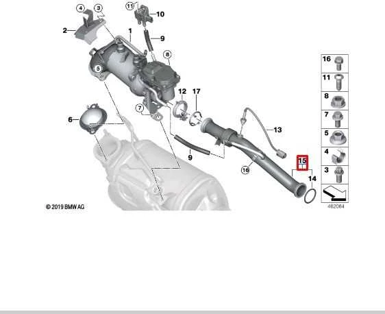 BMW Vamzdis Išmetamųjų Dujų Recirkuliacijos G20 G21 G30 G31 G32 X3 X5 Originalus 11718574821