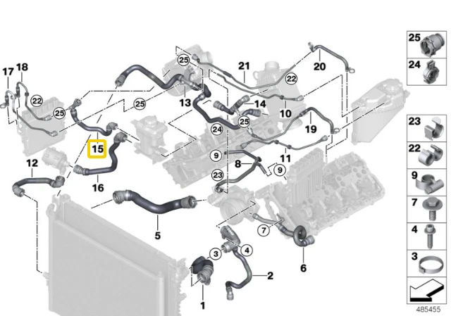 BMW Variklio Ausinimo Šlaunis 5 G30 7 G11 G12 Originalus 17128602680
