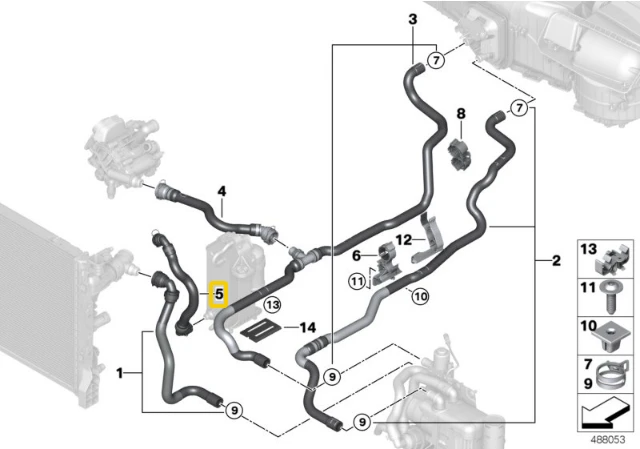BMW Variklio Aušinimo Žarna G30 G31 G32 64219308346 Originalus 64219308346