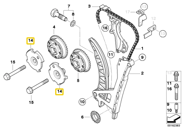 BMW Variklio Grandinės Rato Palaikymas Originalus 11367540442