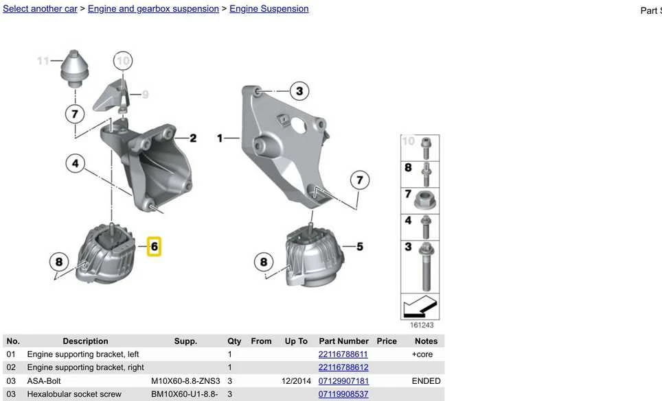 Bmw Variklio Laikiklis Desinysis F20 F21 F22 F30 Originalus 22116855456
