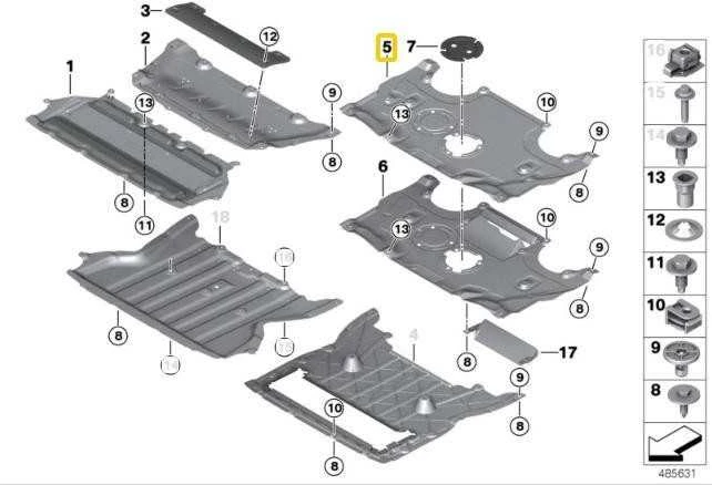BMW Variklio Skyrius Uždengimas Galinis 5 G30 7 G11 Originalus 51757340171
