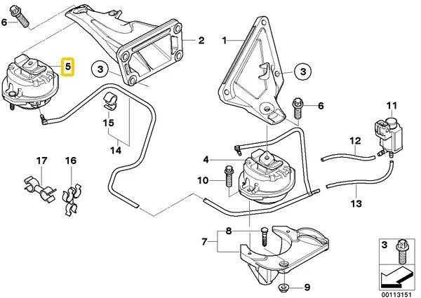 BMW Variklio Stovės Atrama Dešinė 7 E65 22116770796