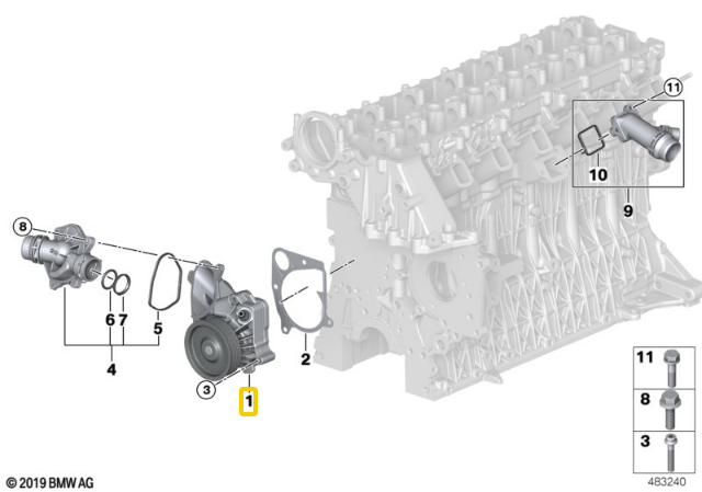 Bmw Variklio Vandens Siurblys E90 E91 E92 X3 X5 Originalus 11517801063
